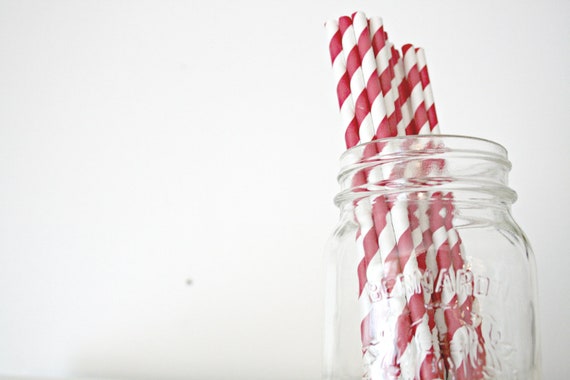 classic red stripes ... 25 paper straws ... choose your color // party decorations // wedding decor // baby bridal shower tablescape Il_570xn