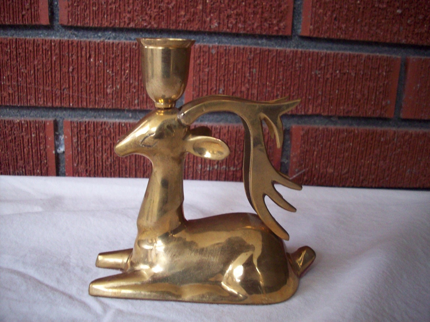 Vintage Brass Deer Candle Holder by InspiredTreasureNest on Etsy