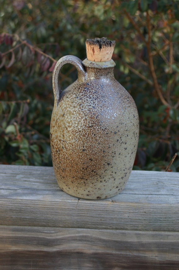 Salt Glaze Pottery Jug with Cork Stopper NC Pottery