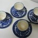 Japan Blue Willow Love Story Demitasse Cups & Saucers Set of Four Vintage Collectible Great Condition to Use and Display in Home Collection