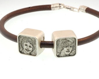 Engraved Photo Charm - In Sterling Silver fits Pandora Bracelets.