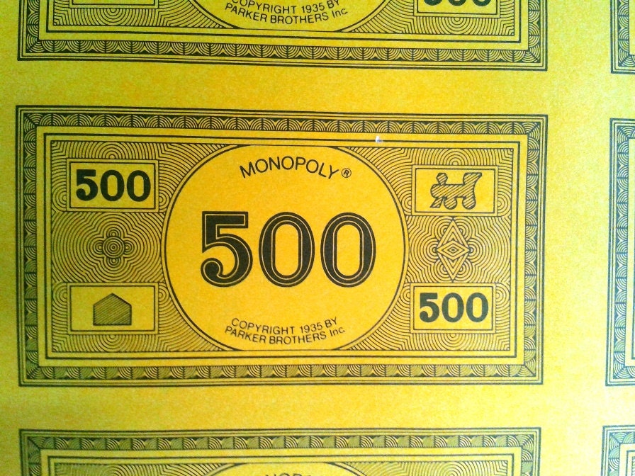 Yellow Monopoly Bills