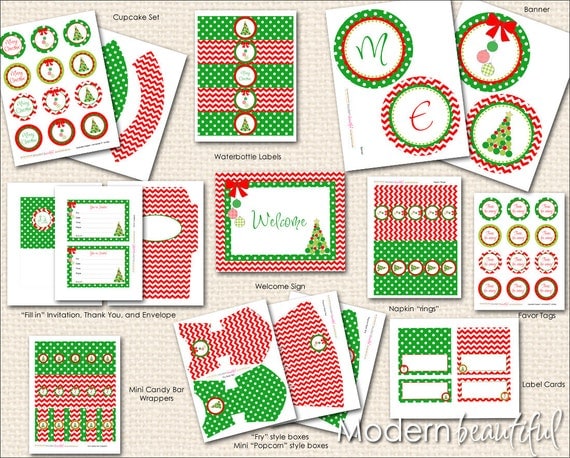 INSTANT DOWNLOAD Christmas Printable Party Package by Modern Beautiful ...