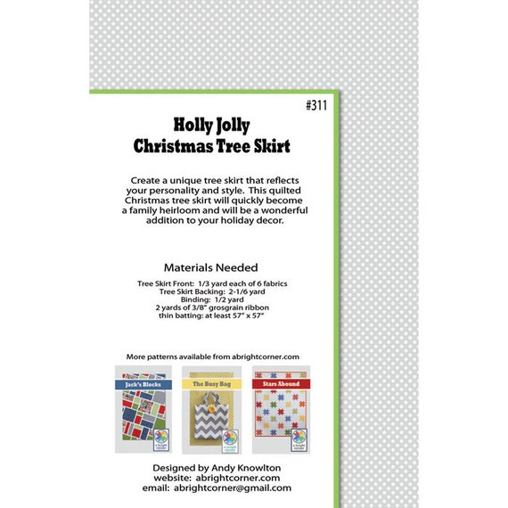 Holly Jolly Christmas Tree Skirt Pattern pdf by aBrightCorner