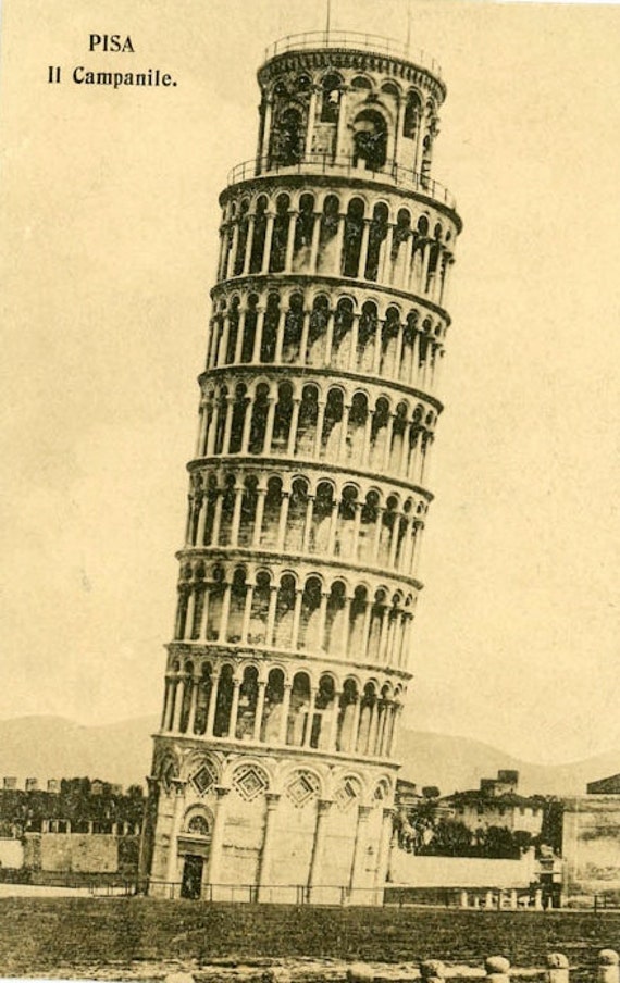 Vintage Postcard Leaning Tower of Pisa Paper