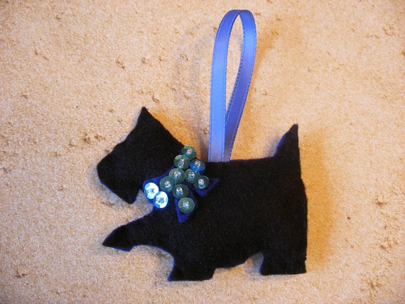 Items similar to Scottish Terrier Dog Felt Ornament in Your Choice of ...