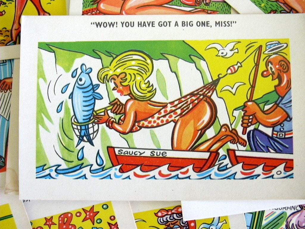 Set 20 Risque British English Seaside Comic Postcards Collage