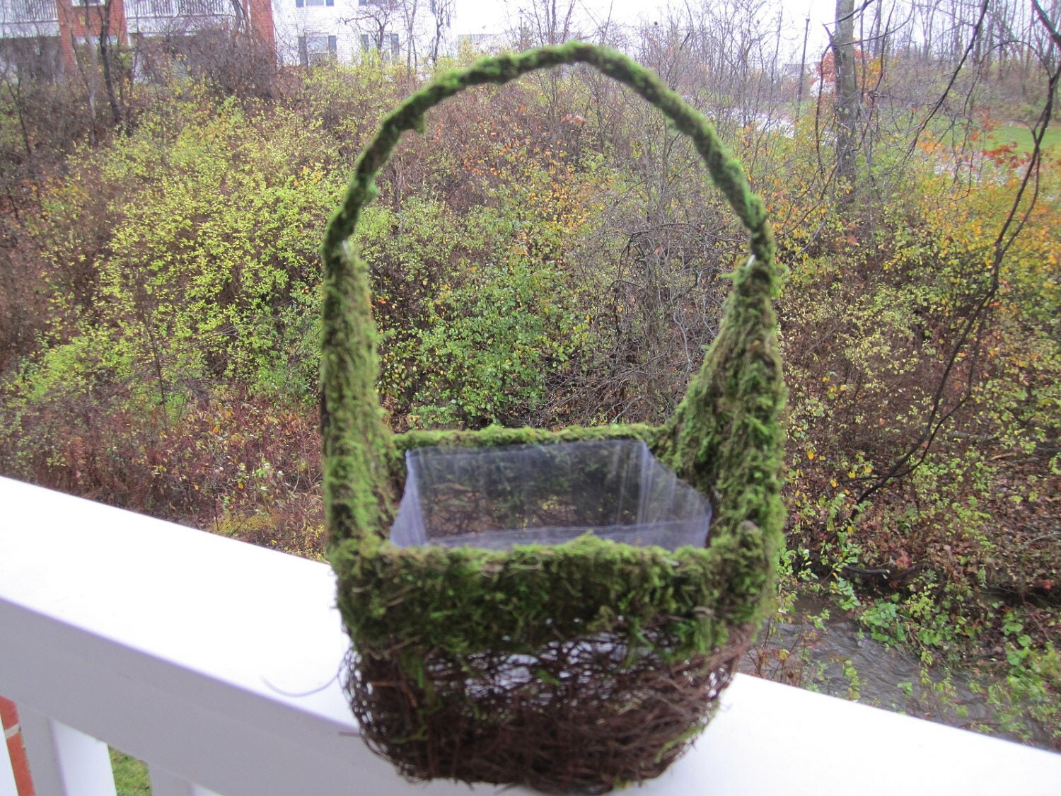 Moss and Twig Flower Girl Basket / Planter