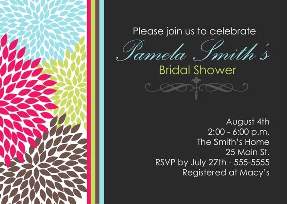 Bridal Shower Invitation with Flowers (Printable Digital File) Il_570xn