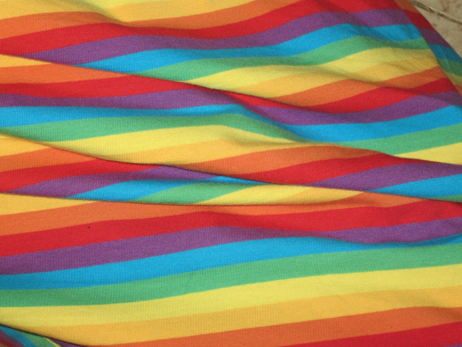 Rainbow Rok Cotton Lycra Stripe Knit Fabric