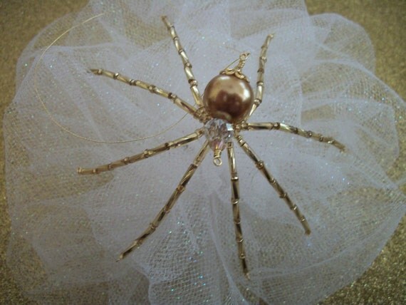 gold beaded christmas spider ornament with by thespiderlady gold beaded christmas spider ornament with by thespiderlady