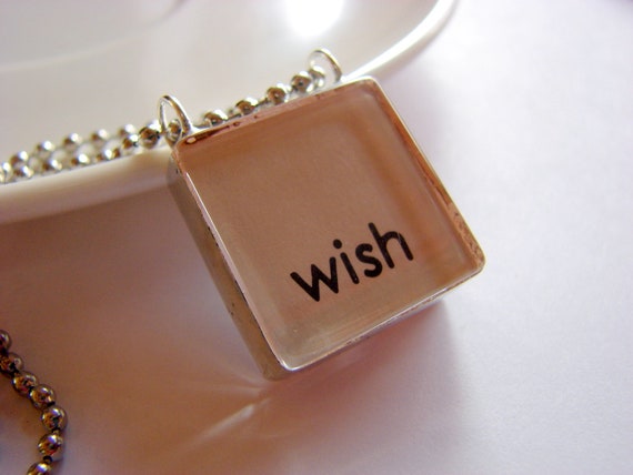 Wish  Dandelion Fluff  Glass Tile Pendant Necklace  by mimiandlucy