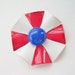 Vintage 60s Retro Mod Patriotic Red White Blue Enamel Metal Geometric Triangular Flower Brooch Pin