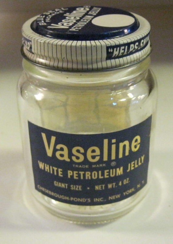 Vintage Vaseline Jar with Lid by prWhimsy on Etsy
