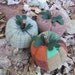 Pumpkin ornies, recycled wool