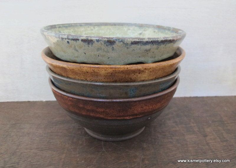 Ceramic Handmade Salad Bowls // Pottery Soup Bowls Set of 4