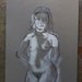 FEMALE NUDE charcoal drawing # 3 / original art illustration on paper