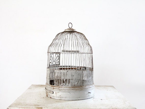 Antique Birdcage / Silver Metal Bird Cage