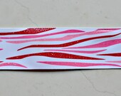 Red & pinks sparkly zebra printed on white 7/8" grosgrain ribbon- Valentines day Il_170x135