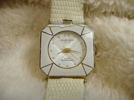 Vintage 1980s Quemex VIP 18K Gold Plated Quartz Watch