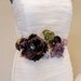 Plum & Sage Rosette Maternity or Bridal Sash Vintage-inspired w/ Handrolled Fabric Rosettes