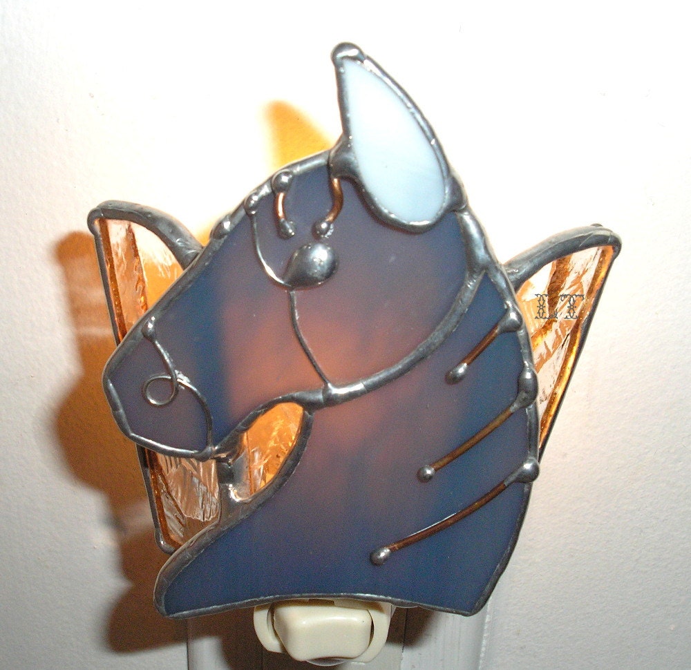 LT Stained glass Horse Head night light lamp by UniqueStainedGlass