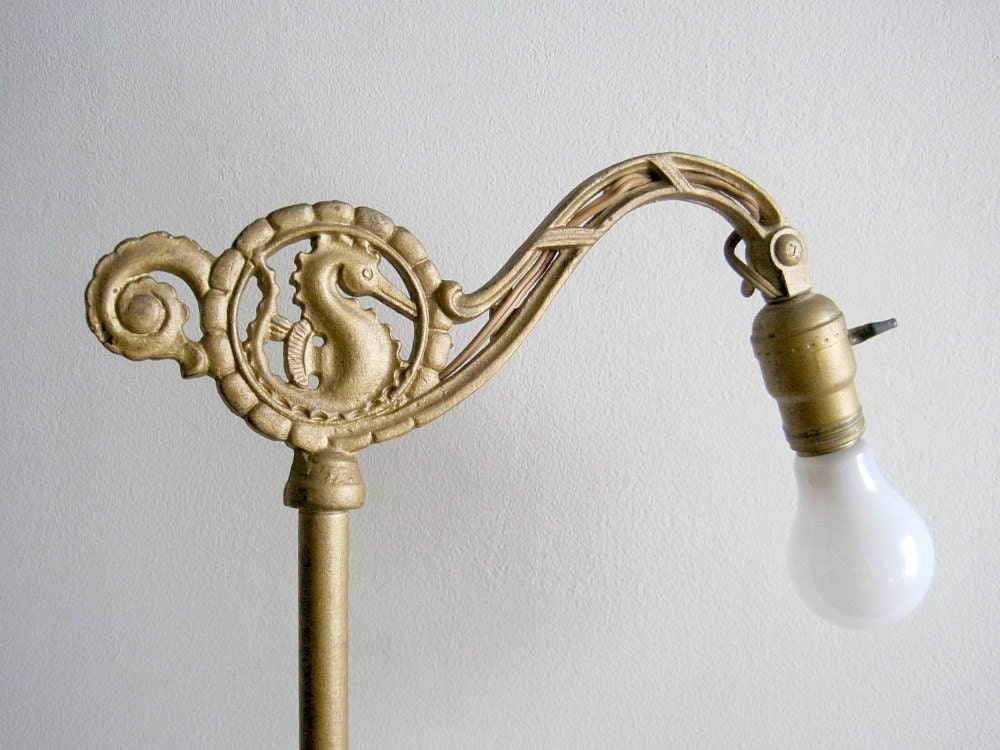 Vintage Cast Iron Seahorse Floor Lamp Nautical Chic
