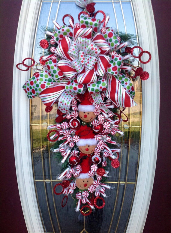 Christmas Wreath Vertical Teardrop Holiday Door