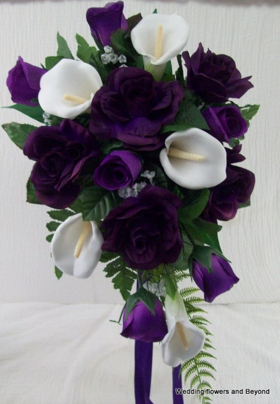 PuRPLe RoSeS WHiTe CaLLa LiLieS CaSCaDe by VanCaronCollection