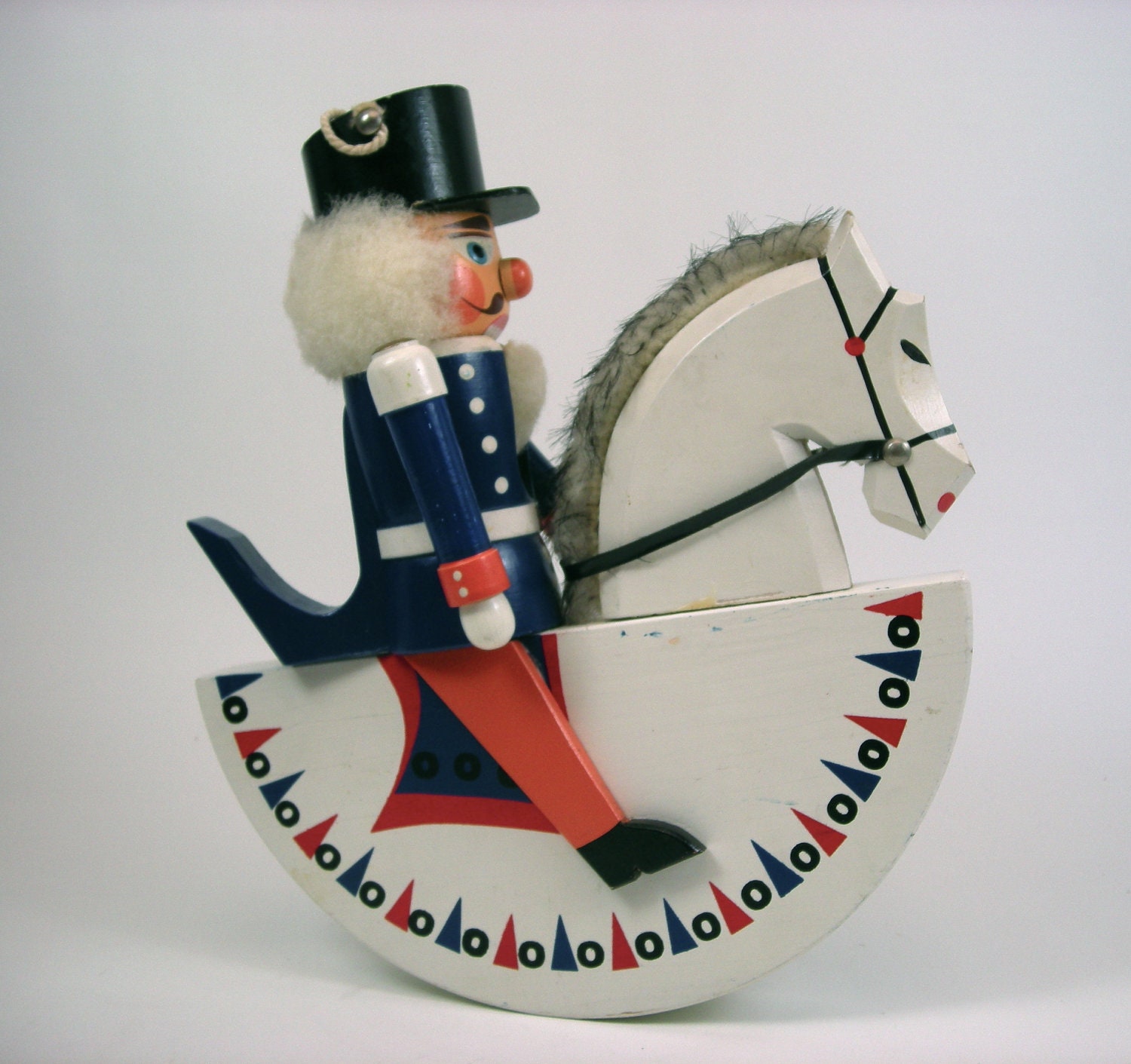 Vintage Erzgebirge German Nutcracker Toy Soldier on Rocking