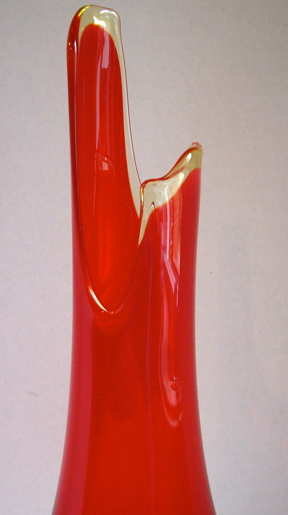 Vintage Fenton Amberina Footed Swung Vase Large by jpcountrymarket