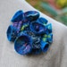 Gorgeous shibori fiber art felt brooch blue coral reef