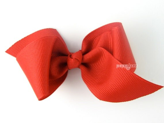 NEW STYLE Loopy Pinwheel Hair Bow Red Hair Bows 3.5 by PoppyBows