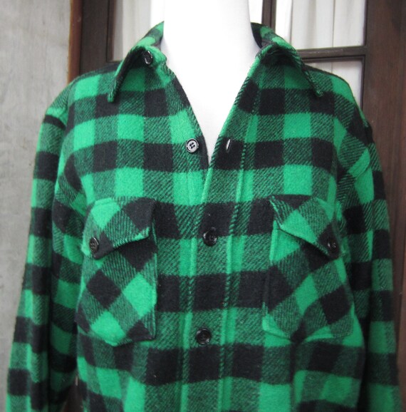 Green and Black Buffalo Plaid Wool Shirt by heydarlin on Etsy