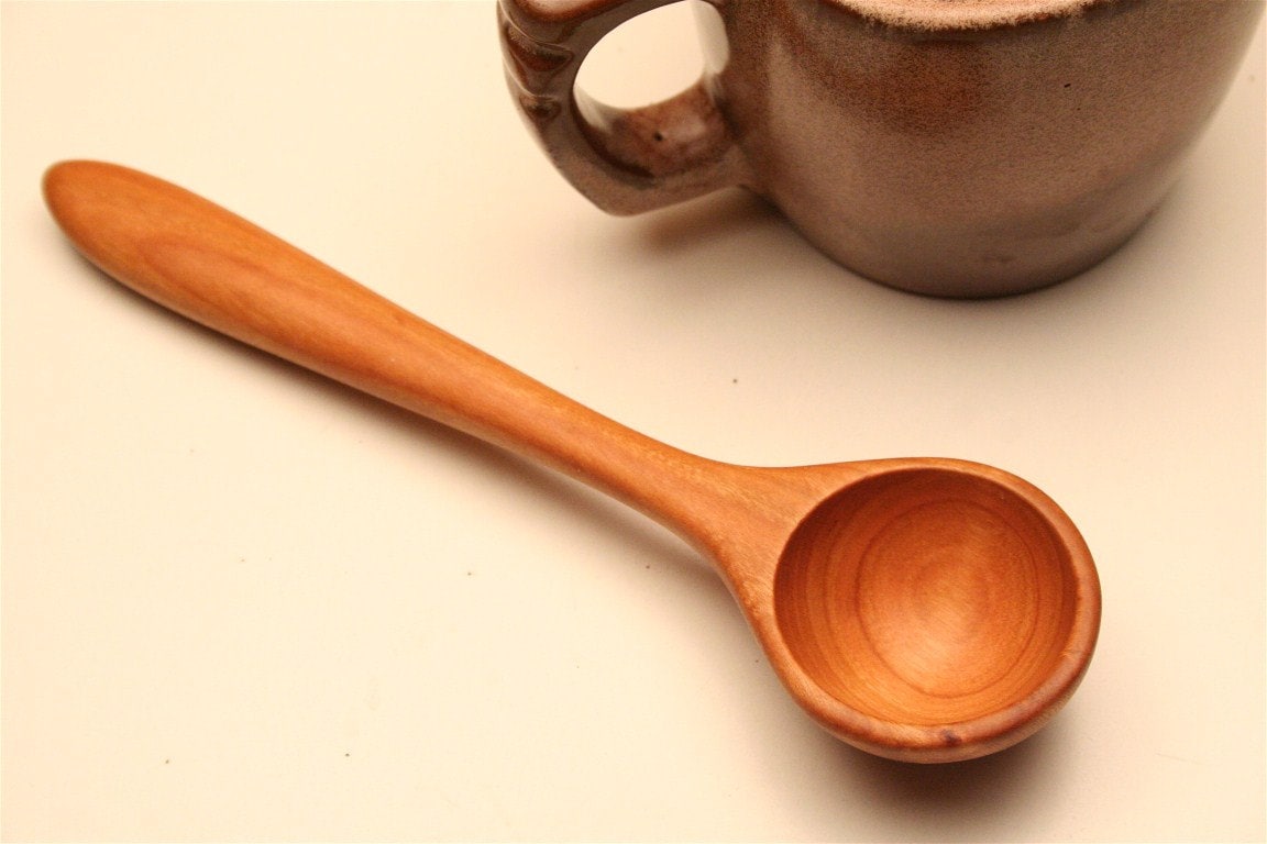 Long handled wooden coffee scoop measuring spoon 1 tablespoon