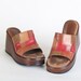 Size 7.5 Women's colorblock wedge shoes, open toe platform heel, chunky clogs