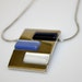 Nice Vintage Silver Tone Metal / Moon Glow Lucite Art Deco Style Necklace - Chain & Pendant - estate sale find