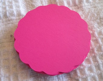 25 Large Hot Pink Scalloped Circle Punches Die Cuts Embellishments 4 inch --