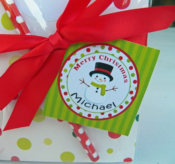 Snowman Christmas Treat Tags Gift Tags - Printable or Printed with FREE Shipping - My Little Snowman Il_570xn