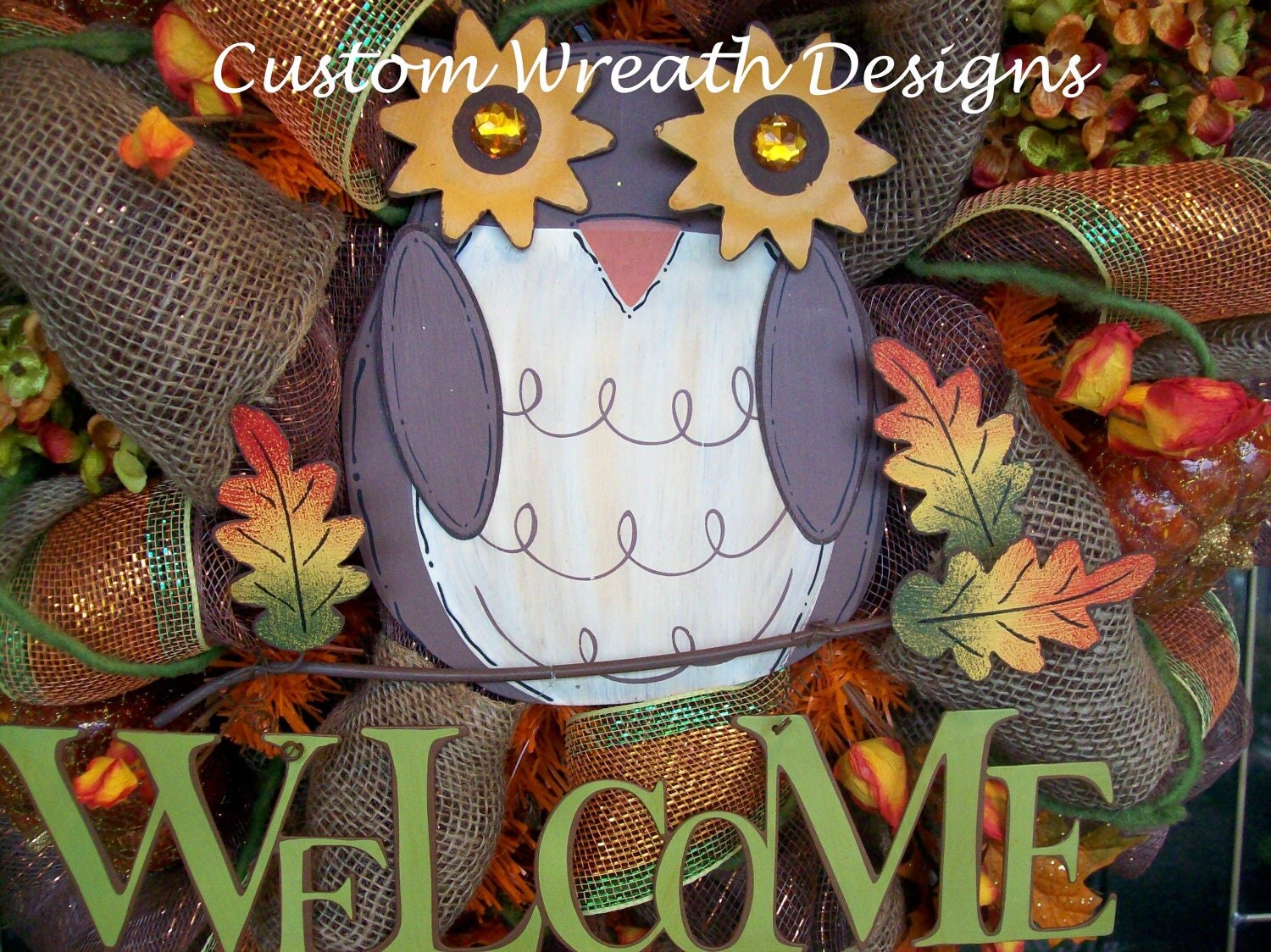 Fall Owl Mesh Wreath