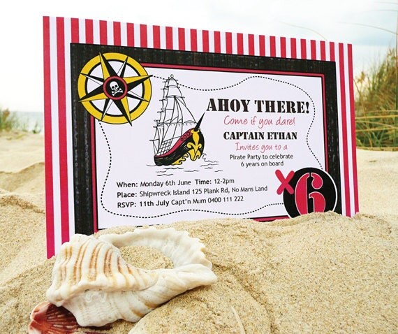 Printable Pirate Theme Birthday Party Invitation - Pirate's Compass Il_570xn
