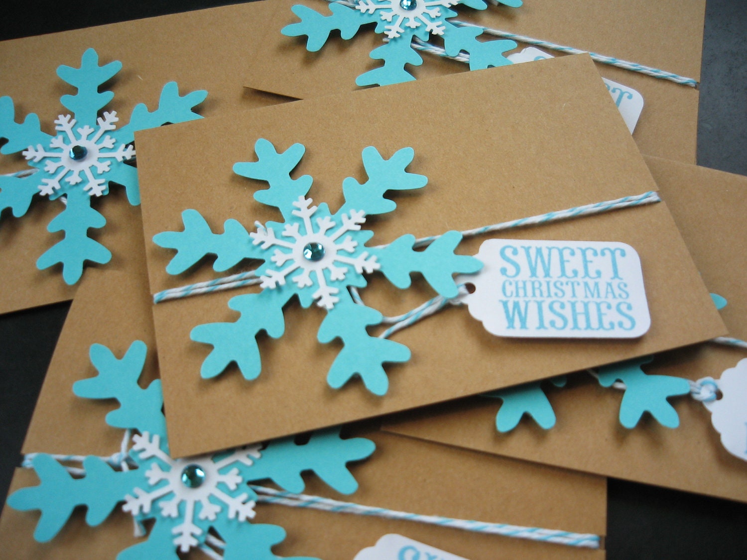 Handmade Snowflake Christmas Cards Set of 8