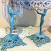 Set of Two Vintage Art Deco Inspired Metal Candle Holders - Candle Stick Holders - Shabby Chic Home Decor
