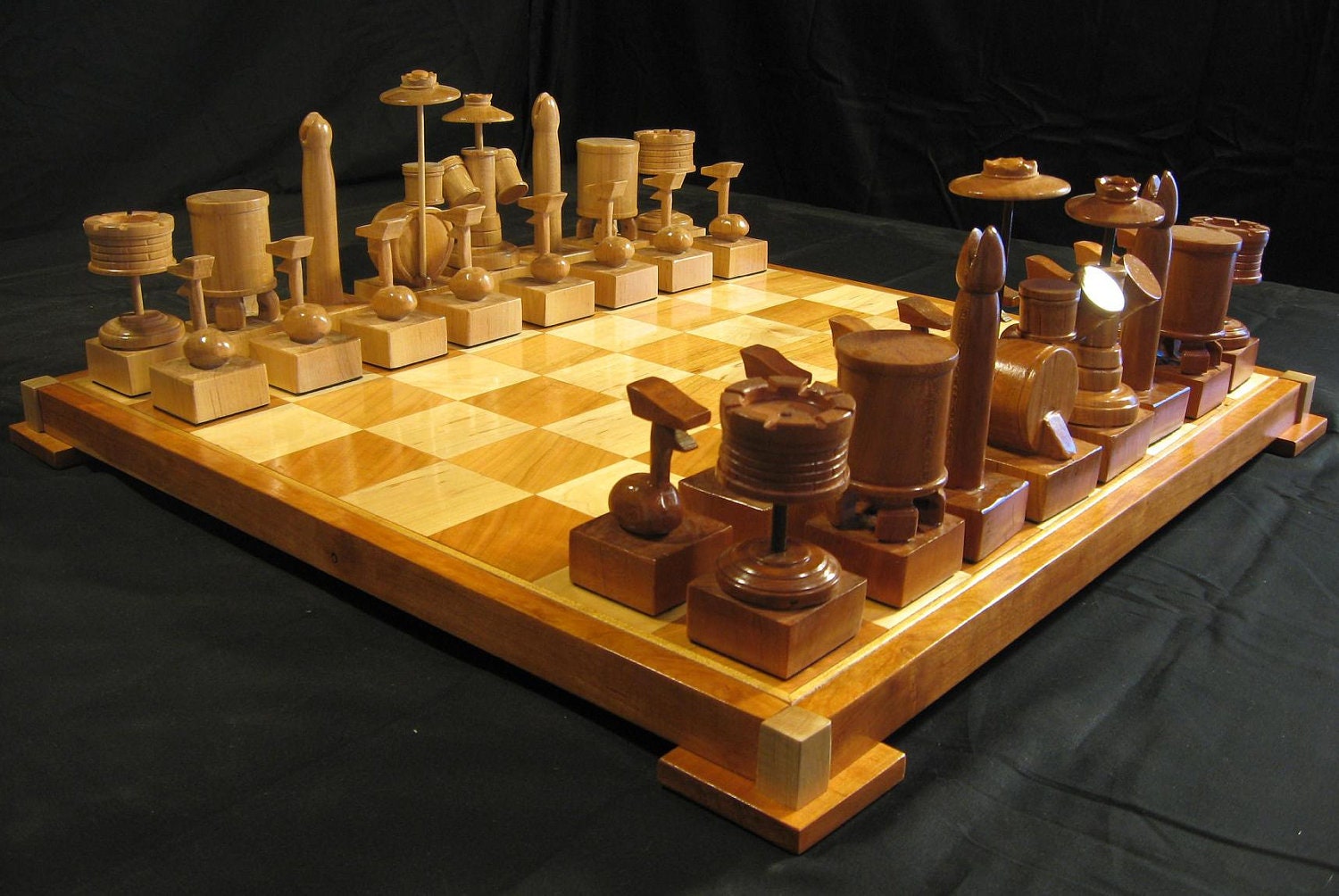 Chess Set Custom Cherry Drum Chess Set Handcarved on etsy