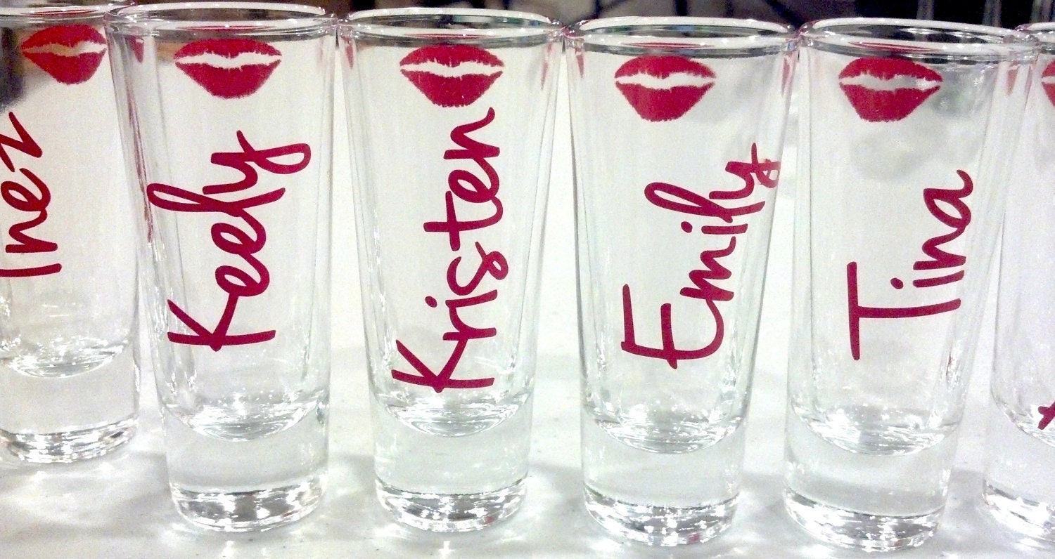 1 Bridesmaids Shot Glasses Bachelorette Favors Shot Glasses 1001