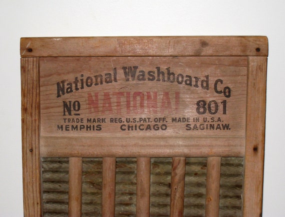 Antique Primitive Large NATIONAL Washboard No. 801 Wood