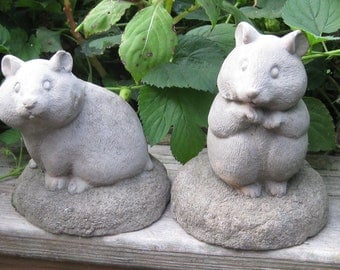 Concrete Hamster Statues Set of 2 for House or Garden