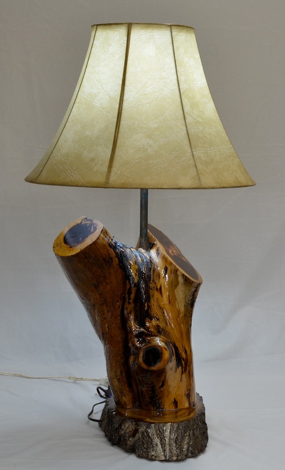 Items similar to Hand Made Rustic Cedar Log Lamp on Etsy