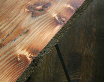reclaimed wood bench with hairpin legs, midcentury modern, elemental industrial