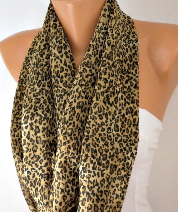 Items similar to Leopard Print Infinity Scarf Animal Scarf Shawl Circle ...